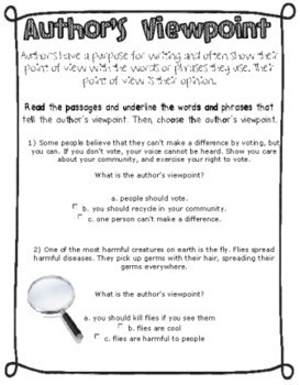 Author's Purpose and Point of View by Ginger Snaps | TpT