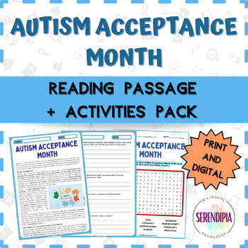 Preview of Autism Acceptance Month || READING PASSAGE + ACTIVITIES || Middle School