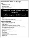 Autism Accommodations and Strategies List (Classroom Manag