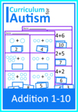 Autism Addition 1-10 Cut Paste Visual Worksheets Special E