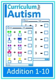 Addition 1-10 Visual Worksheets Autism Special Education