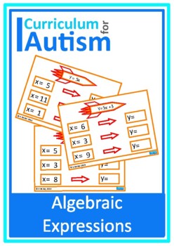 Preview of Algebraic Expressions Cards Autism Special Education