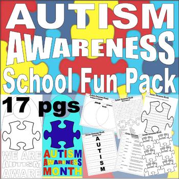 Preview of Autism Awareness Classroom Décor Vocabulary Writing Kindness Worksheets