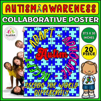Preview of Autism Awareness Collaborative Coloring Poster, Autism Acceptance Bulletin Board