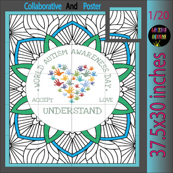 Preview of Autism Awareness Day Collaborative Colorin Bulletin Board Puzzle Poster Activity