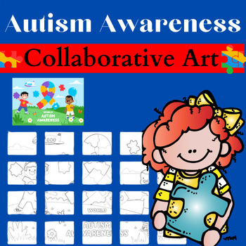 Preview of Autism Awareness Day Collaborative Coloring page Bulletin Board Project