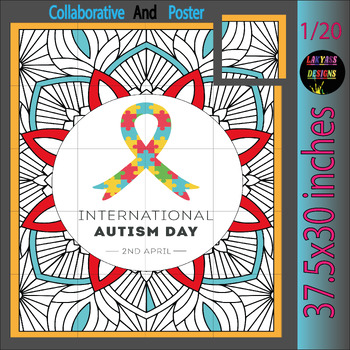 Preview of Autism Awareness Day Collaborative Coloring page Bulletin Board  Poster Activity