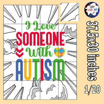 Preview of Autism Awareness Day Collaborative Coloring page Bulletin Board Poster Activity