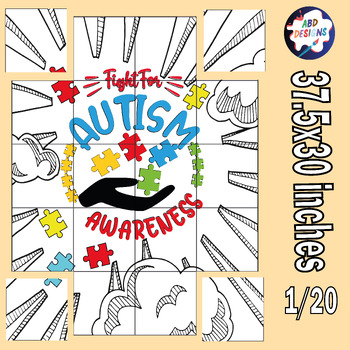 Preview of Autism Awareness Day Collaborative Coloring page Bulletin Board Poster Activity