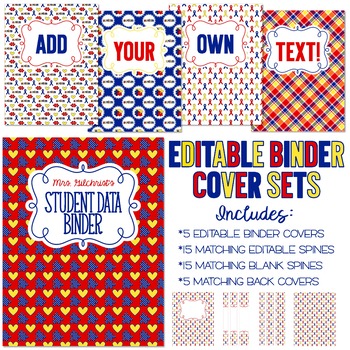 Preview of Autism Awareness - Five Editable Binder Cover Sets - For Data, Lesson Plans, etc