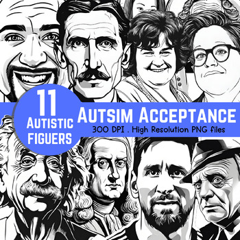 Preview of Autism Awareness Month Clip Art Influential Autistic People (Commercial Use)