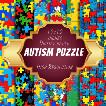 Preview of Disability Awareness Month Puzzle Digital Paper - High Resolution Backgrounds