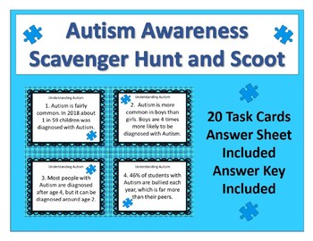 Preview of Autism Awareness Scavenger Hunt and Scoot Activity - NEW!