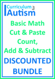 Autism Count Add Subtract Cut Paste Worksheets BUNDLE Spec