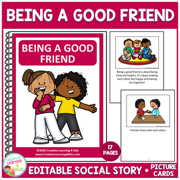 Preview of Social Story Being a Good Friend (Editable) Book Behavior Autism