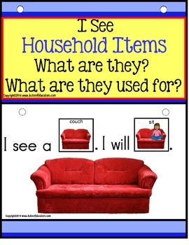 Preview of AUTISM Build A Sentence with Pictures Interactive with HOUSEHOLD OBJECTS