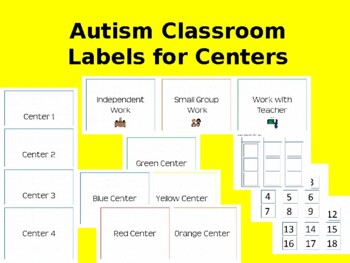 Autism Classroom Labels for Centers (Editable)
