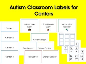 Autism Classroom Labels for Centers (PDF Version)