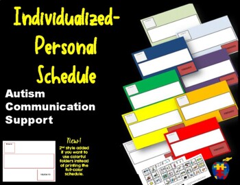 Preview of Autism Communication Visual Support Individualized Personal Schedule -Special Ed