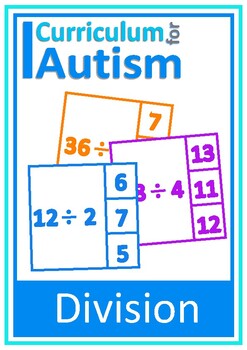 Preview of Autism Division Facts Times Tables Cards Special Education