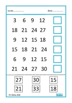 Autism Times Tables Multiples Cut Paste Worksheets Special Education