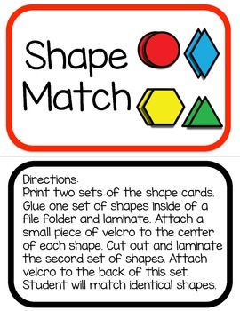 Preview of Autism File Folder Game: Shape Match