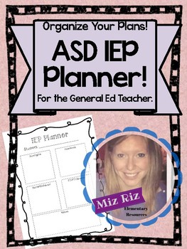 Preview of Autism IEP Form for the General Ed Teacher
