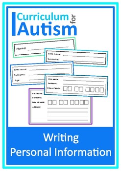 Preview of Autism Life Skills Form Filling Writing Personal Information Special Education