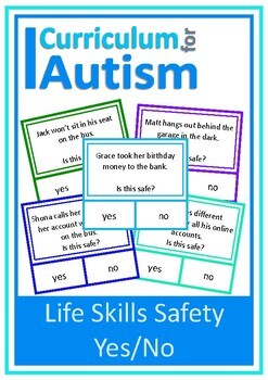 Preview of Autism Life Skills Safety Yes No Cards Special Education
