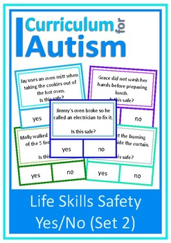 Preview of Autism Life Skills Safety Is This Safe Yes No Cards Autism Special Ed Set 2