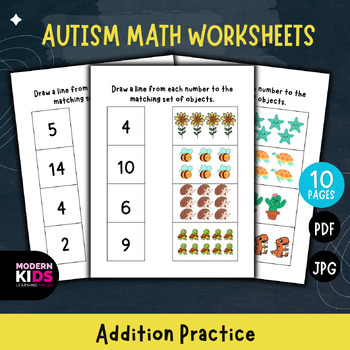 Preview of Autism Math Worksheets - Addition Practice