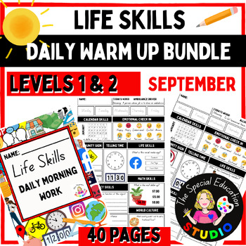 Preview of Autism Morning Work BUNDLE Life skills Special Education Workbook PDF SEPTEMBER