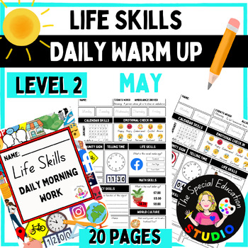 Preview of Autism Morning Work Life skills Special Education Workbook PDF Activities May L2