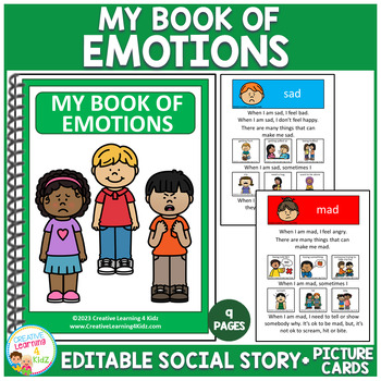 Preview of Social Story My Book of Emotions (Editable) Special Education Autism