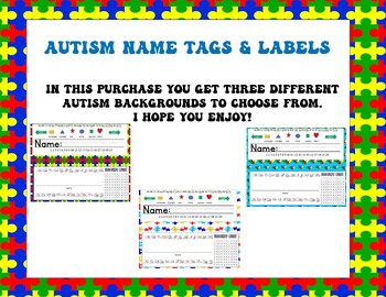 Preview of Autism Name Tags Editable