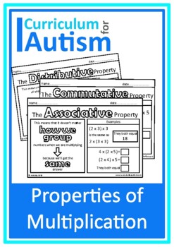 Preview of Properties of Multiplication Visual Notes Worksheets Autism Special Education