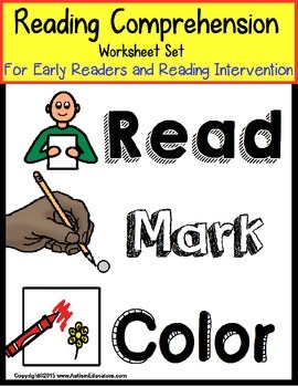 Preview of Autism READING COMPREHENSION WORKSHEETS For Special Education
