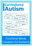 Autism Reading Comprehension Functional Words Complete The