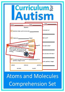 Preview of Atoms Molecules Chemistry Comprehension Autism Special Education Science