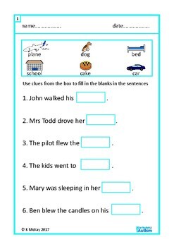 Sentences Fill In Blanks Reading Comprehension Autism by Curriculum For