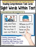 Autism SIGHT WORDS Reading Strategies LARGE Task Cards with DATA
