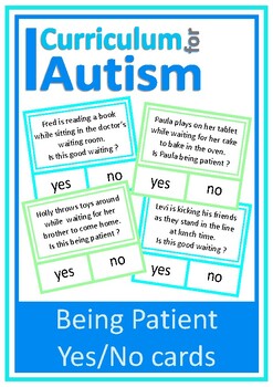 Preview of Autism Social Skills Waiting Being Patient Yes No Cards Special Education