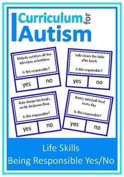 Preview of Autism Social Skills Responsible Behavior Yes or No Cards Special Education