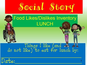 Preview of Lunch Interest Likes/Dislikes Inventory  SPED/Autism/ODD/ID/CP