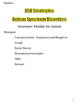 Preview of Autism Spectrum Disorders Strategies PPT