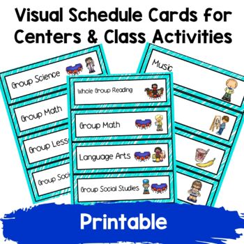 (Autism Support) Schedule Cards for Centers and Classroom Activities Aqua
