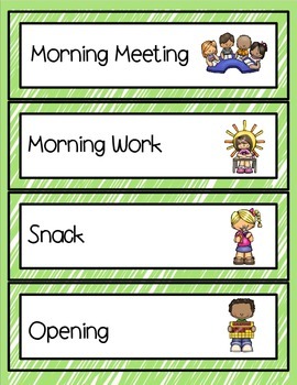 (Autism Support) Schedule Cards for Centers and Classroom Activities- Green