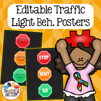 Preview of Autism Behavior Visuals | Editable Traffic Light Behavior Chart