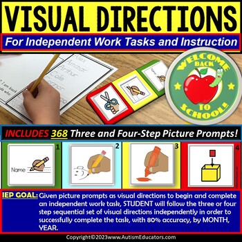 Preview of Autism Visual Directions Picture Symbol Prompts for Independent Work Tasks