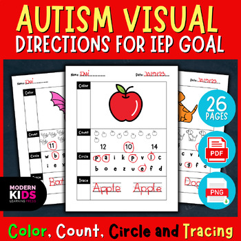 Preview of Autism Visual Directions for IEP goal - Color, Count, Circle and Tracing